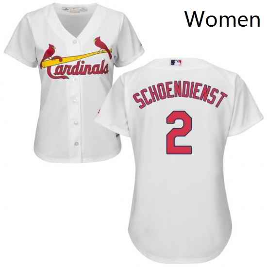Womens Majestic St Louis Cardinals 2 Red Schoendienst Replica White Home Cool Base MLB Jersey